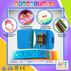 Juego de plantillas de dibujo para niños (55 piezas) – Artes y manualidades para niñas y niños – El mejor regalo para niños – Kit de creatividad ideal y actividad de viaje con más de 300 formas (azul)
