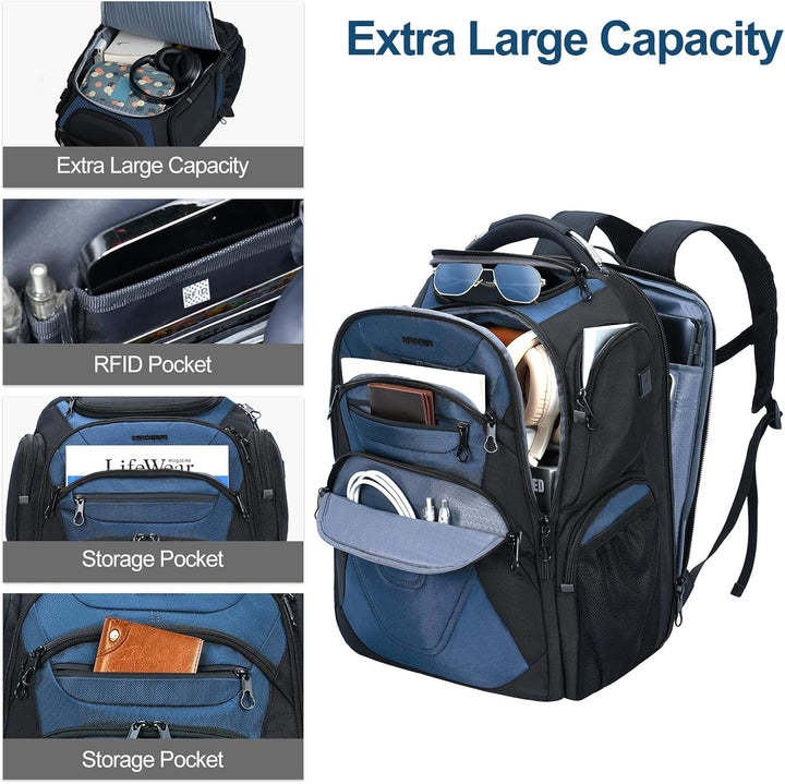 KROSER Mochila para laptop de viaje amigable, repelente al agua, mo...