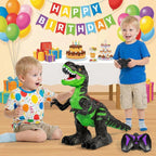Juguete de dinosaurio a control remoto para niños de 3-5, 5-7 años, juguete robot de dinosaurio T-rex para caminar a control remoto con aerosol de niebla de agua, luces y sonidos, batería recargable