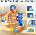 Juego de tren eléctrico de 185 piezas con elevador automático, juego de tren magnético 3D que desafía la gravedad para niños, juguetes de tren de construcción, juguete de pista de tren STEM
