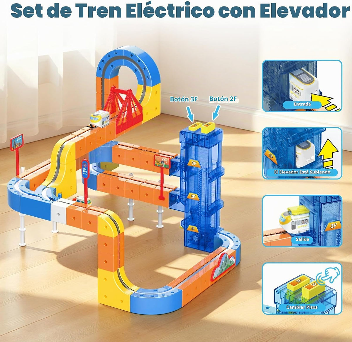 Juego de tren eléctrico de 185 piezas con elevador automático, juego de tren magnético 3D que desafía la gravedad para niños, juguetes de tren de construcción, juguete de pista de tren STEM
