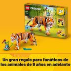 LEGO Creator 31129 - Juego de construcción de tigre majestuoso 3 en 1, se transforma de tigre a panda o pez koi, figuras de animales, juguete de construcción coleccionable, regalos para niños y niñas