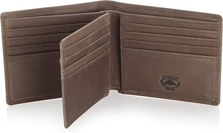 Cartera plegable de piel Stealth Mode para hombre con ventana de id...