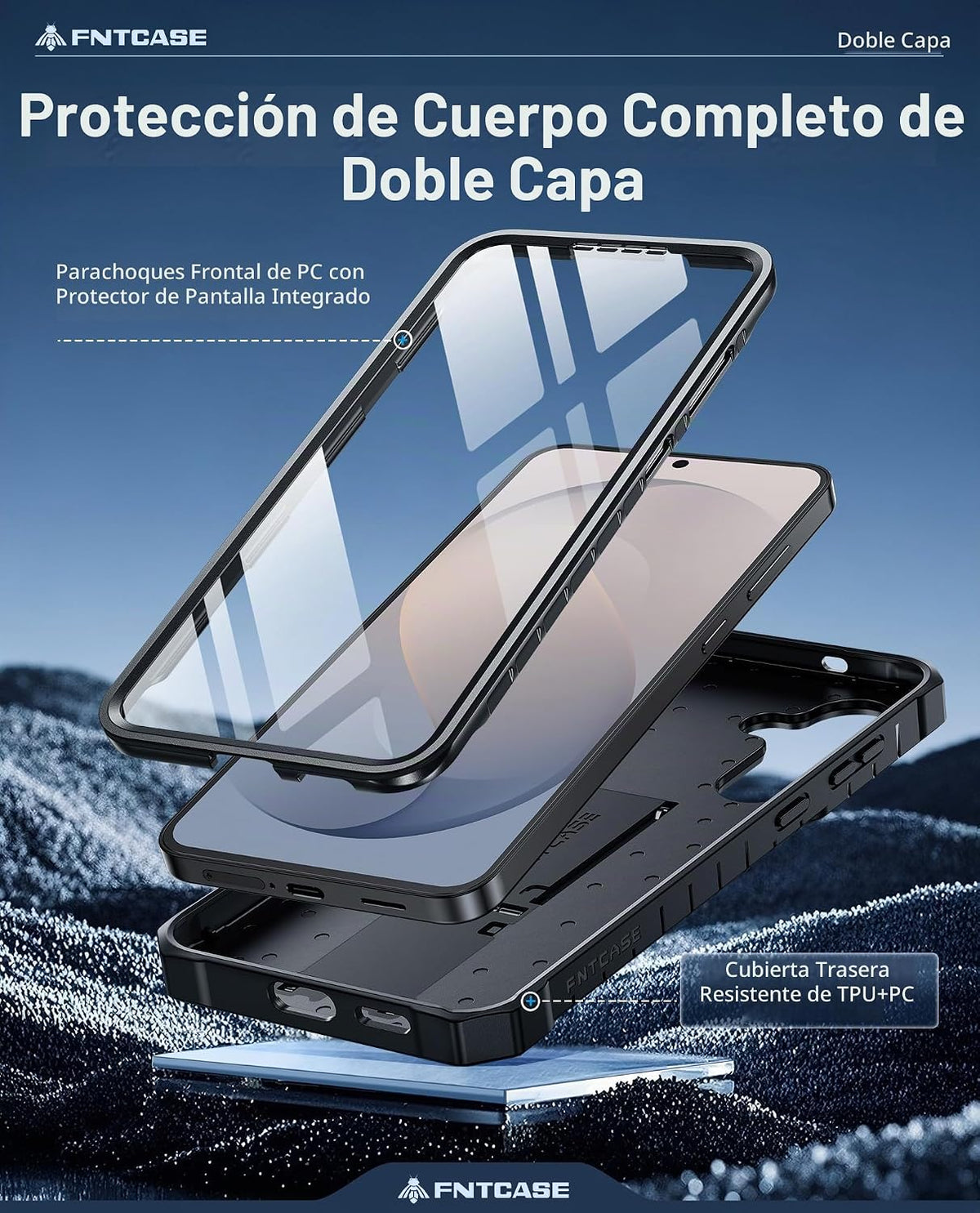 FNTCASE Funda para Samsung Galaxy S26 FE, protector de pantalla integrado