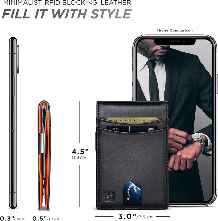 SERMAN BRANDS Billetera con clip de dinero para hombre. Carteras de...