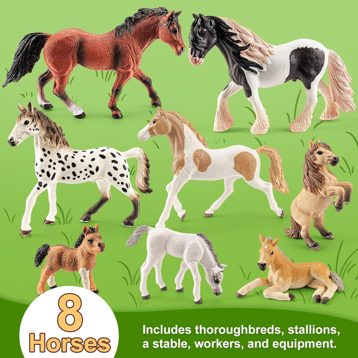 Estable sólido del juguete del caballo 47PCS con la manija