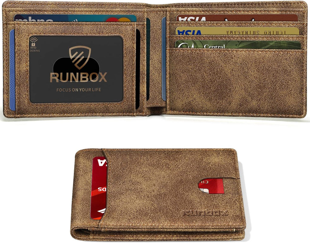 RUNBOX Cartera delgada para hombre, 11 ranuras para tarjetas de cré...