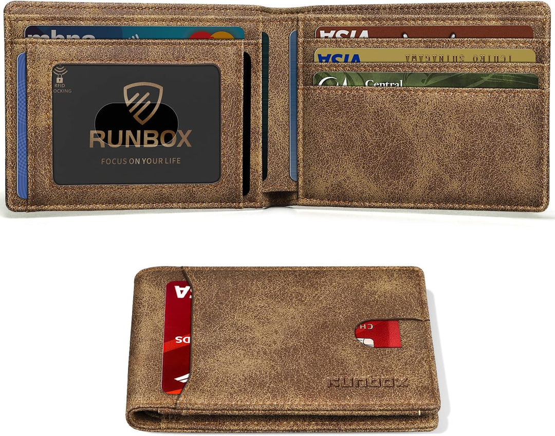 RUNBOX Cartera delgada para hombre, 11 ranuras para tarjetas de cré...