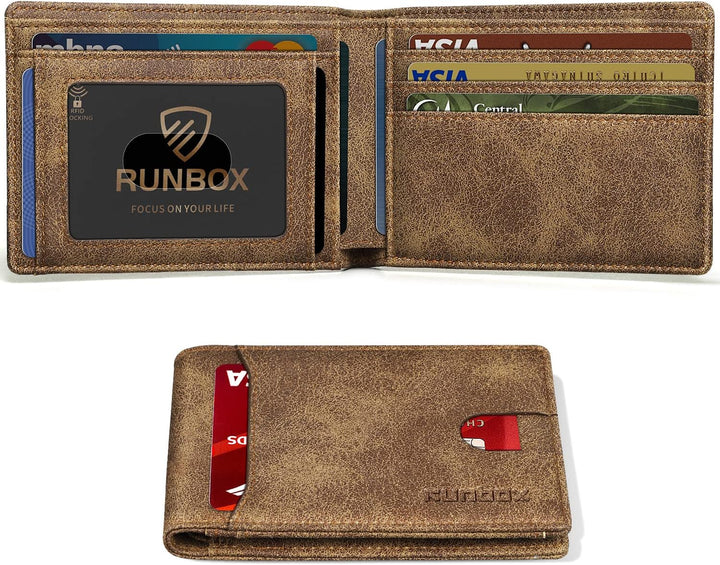 RUNBOX Cartera delgada para hombre, 11 ranuras para tarjetas de cré...