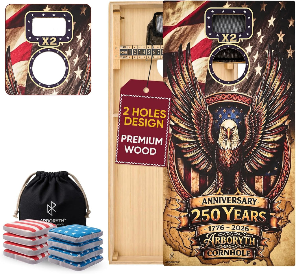 Conjunto de Tableros de Cornhole con Pelotas, Tableros de Madera de 4x2 ft tamaño reglamentario