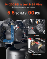 VEVOR Compresor de aire de 25 galones, 2HP 5.5 SCFM a 90PSI, tanque...