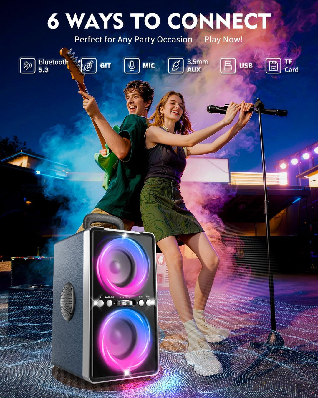 YIER Altavoz Bluetooth, altavoz de fiesta de pico de 240 W con grav...