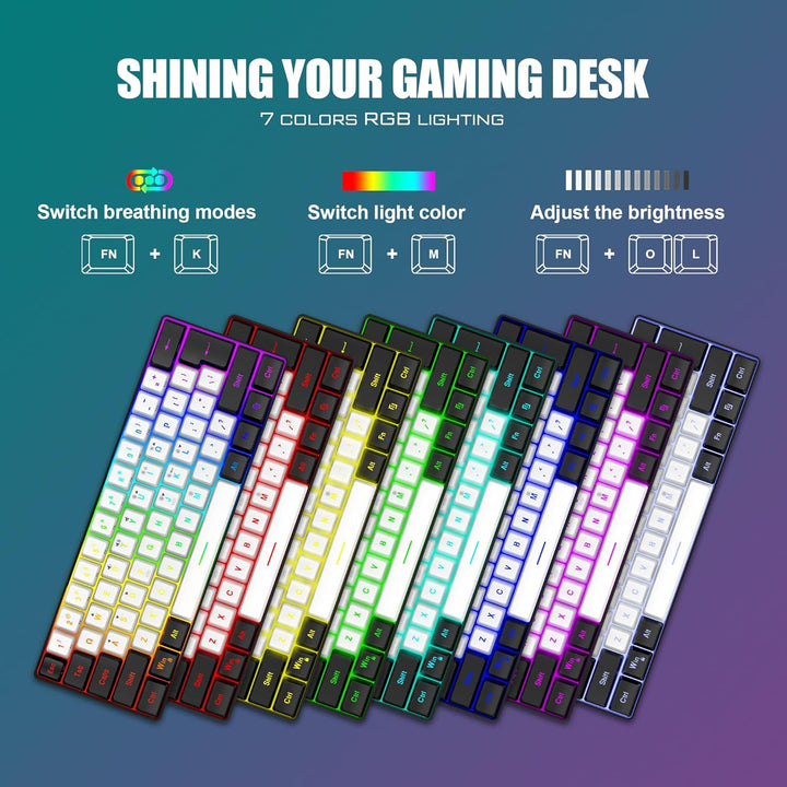 RedThunder Combo de teclado y mouse 60% para juegos, mini teclado u...