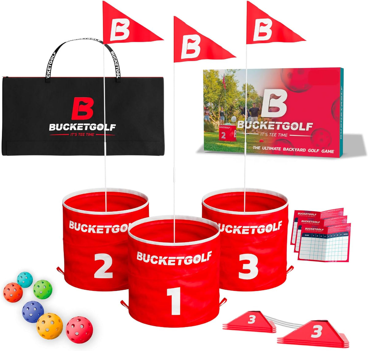 BUCKETGOLF Original Game Set de Viaje de 3 Hoyos