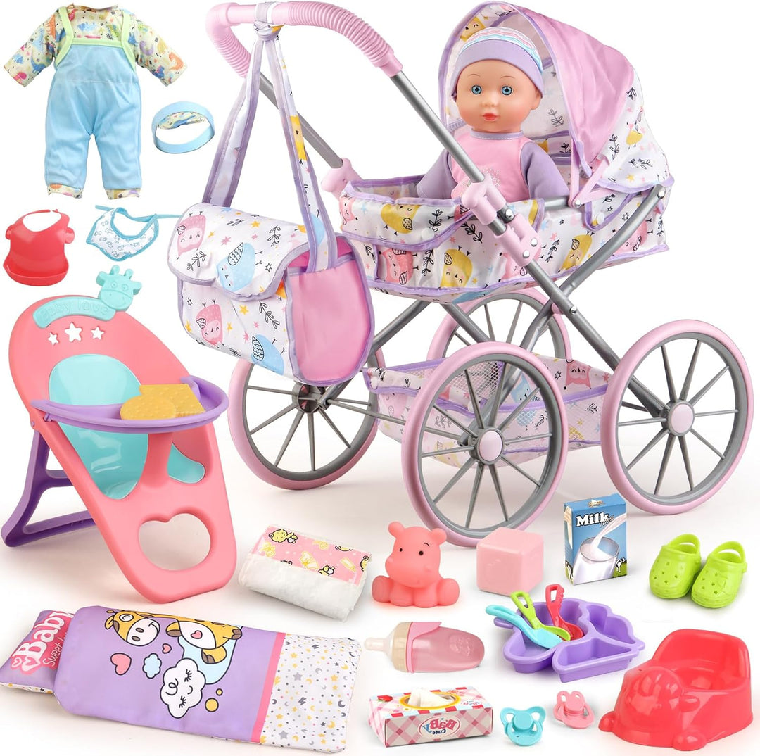 Juego de cochecito de bebé para niñas de 3-5 4 6 5 a 7