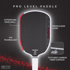 JOOLA GRAF Pro IV 16mm Pala de pickleball con punto óptimo extendido - Superficie de fibra de carbono aumenta el giro y el control - Película SK para potencia y punto óptimo más grande - Certificado