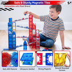 73 piezas de azulejos magnéticos Marble Run para niños, pista de carreras de