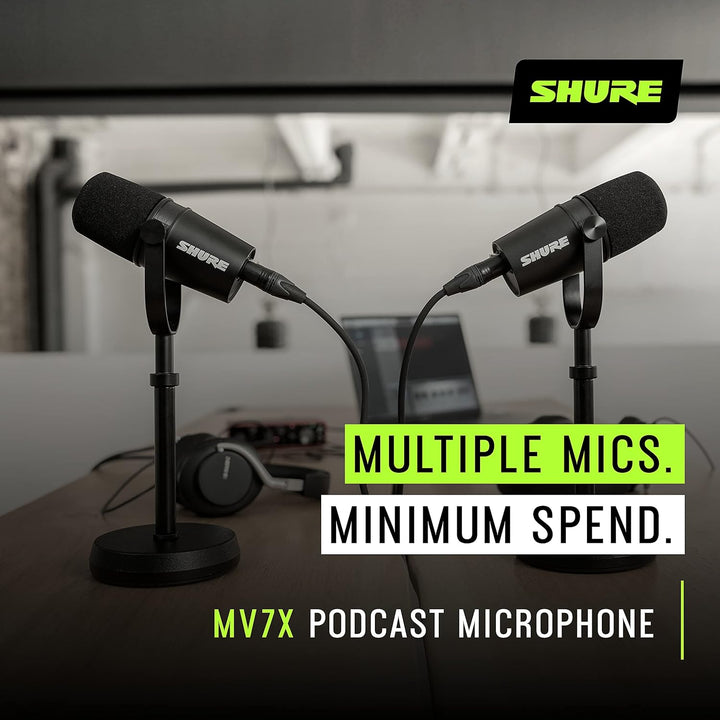 Shure MV7X - Micrófono dinámico XLR cardioide con aislamiento de vo...