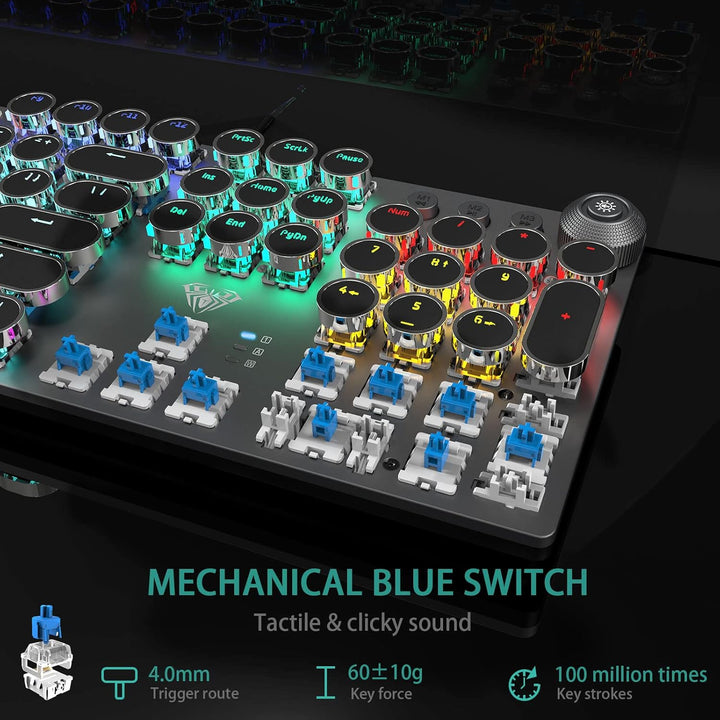 AULA F2088 Teclado mecánico para juegos estilo máquina de escribir,...