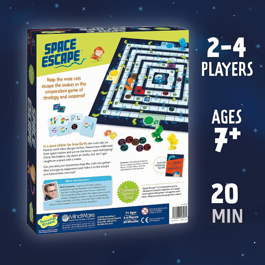 Peaceable Kingdom Space Escape – Juego de estrategia cooperativa de aventura espacial por el inventor de Pandemic – ¡Usa el trabajo en equipo para ganar! – Ideal para familias con niños de 7 años en