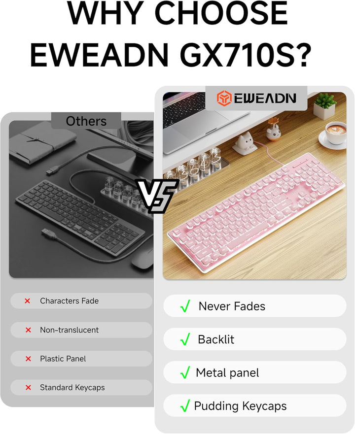 SEUNKWANG EWEADN GX710S Teclados Retroiluminados para Computadora,...