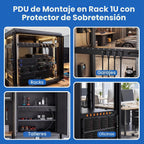 Regleta de alimentación para montaje en rack PDU, cable resistente