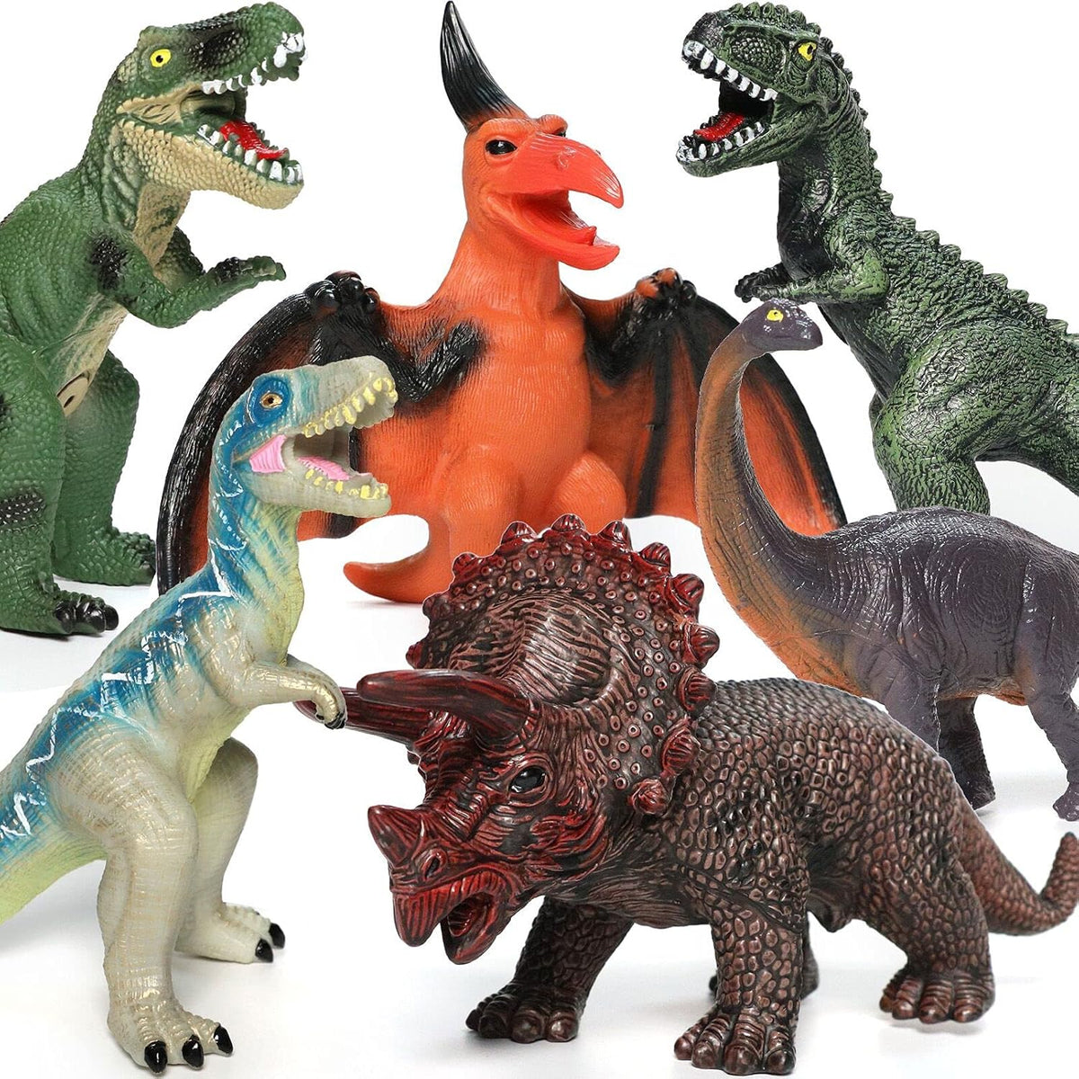 Gzsbaby 6 juguetes de dinosaurio jumbo para niños de 3 a 5 años y niños pequeños, juguetes de dinosaurio grandes y suaves para los amantes – regalos de fiesta perfectos, regalos de cumpleaños