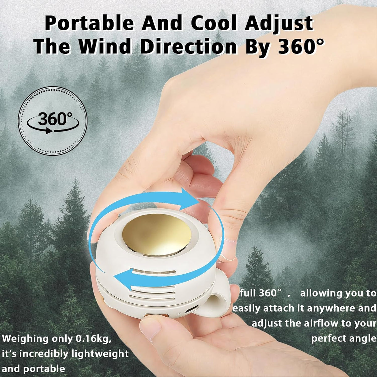 Ahuccf Ventilador portátil con clip, mini ventilador giratorio reca...