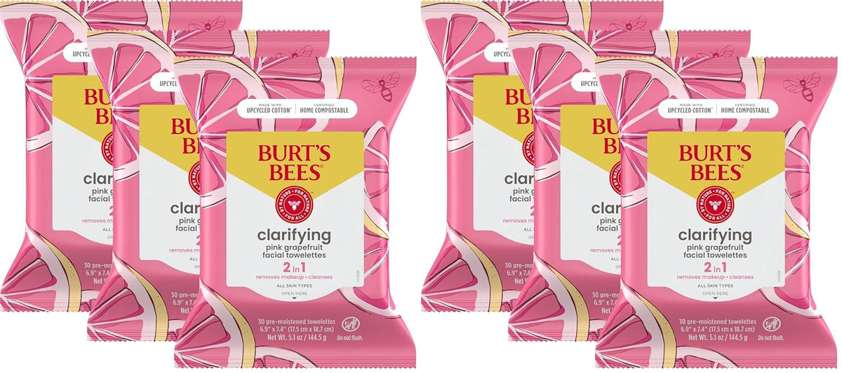 Burt's Bees Toallitas faciales de pomelo rosa, para todo tipo d...