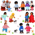 Juego familiar de casa de muñecas de madera de 20 piezas, 16 mini figuras