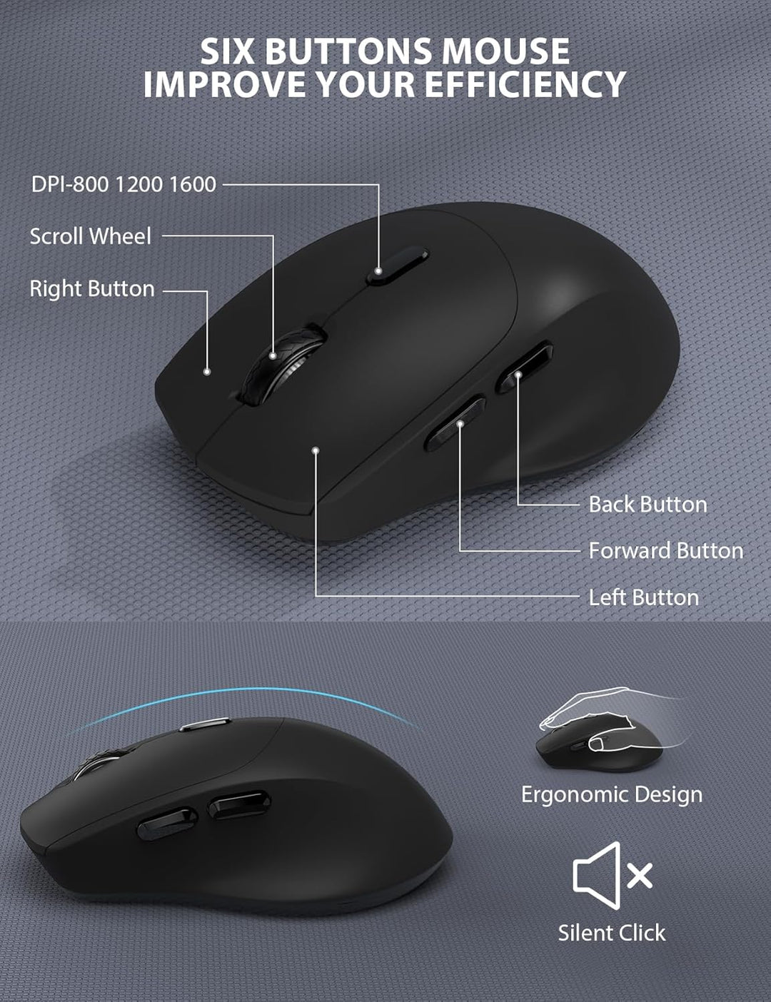 Combo de teclado y mouse inalámbrico - Teclado ergonómico de tamaño...
