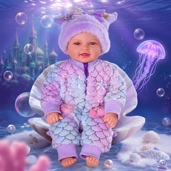 BABESIDE Muñeca bebé de sirena para niña, 17 pulgadas, suave, reali...