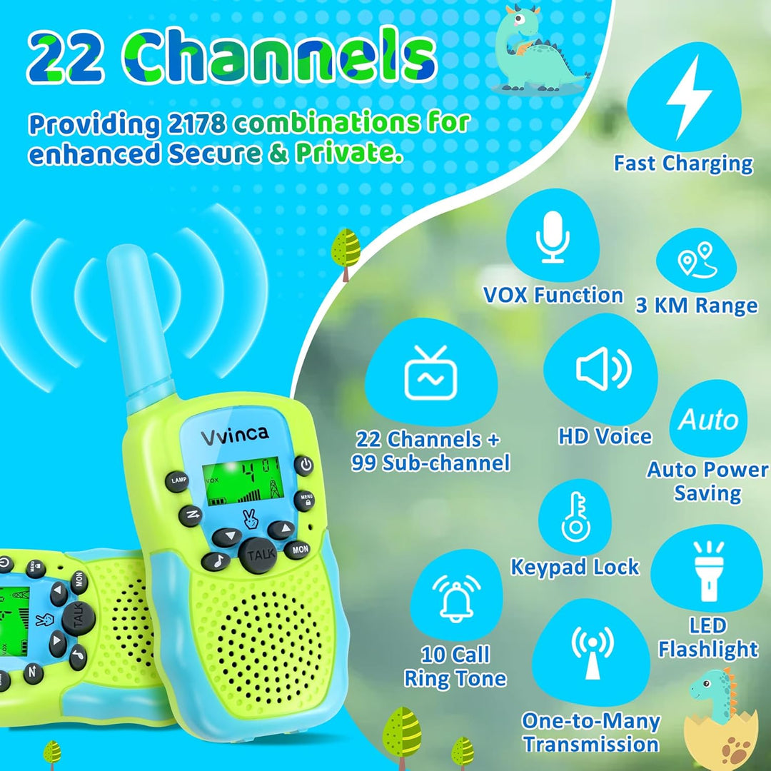 Vvinca Walkie Talkies para niños, juguetes recargables para edades...