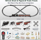 Juego de tren eléctrico con control remoto para niños, aleación de metal, juguetes de tren de Navidad, locomotora de vapor, vagones de pasajeros, pistas de lujo, luces y sonidos, recargable, regalos