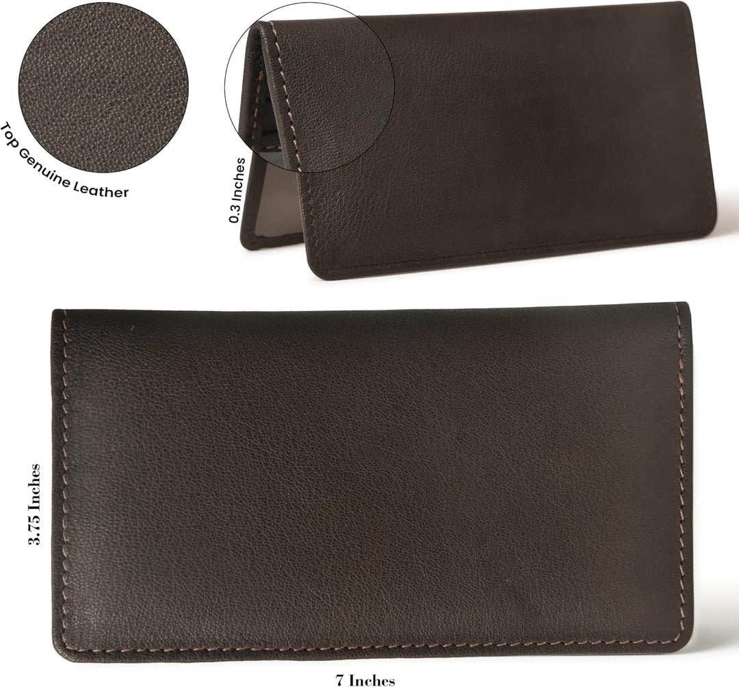 Jajmo Legacy Cartera larga de cuero auténtico plegable vintage para...