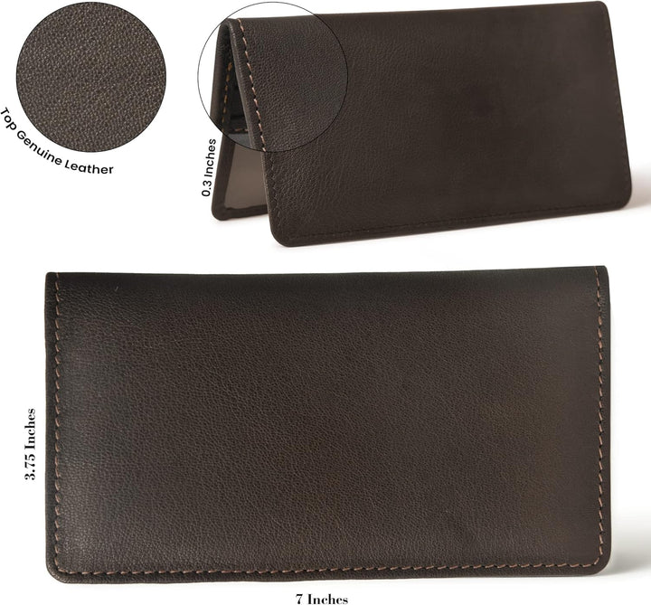 Jajmo Legacy Cartera larga de cuero auténtico plegable vintage para...