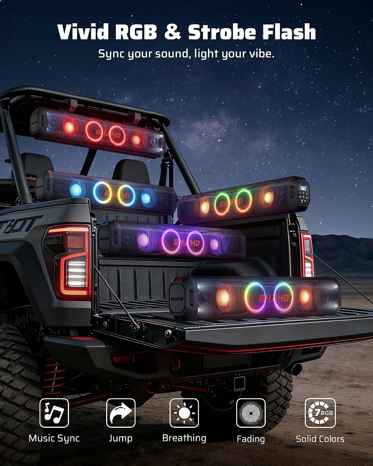 Ehaho Barra de sonido UTV de 26", altavoz Bluetooth del carro de golf con