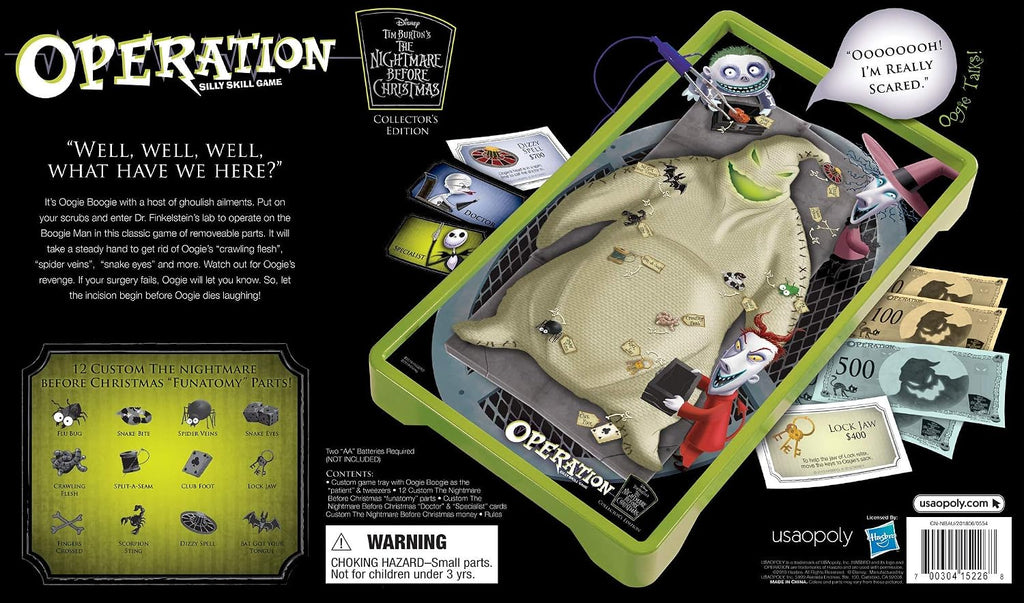 Operación: Juego de mesa Disney Pesadilla Antes de Navidad | Juego de mesa coleccionable | Con Oogie Boogie y arte de Pesadilla Antes de Navidad, para 1 o más jugadores