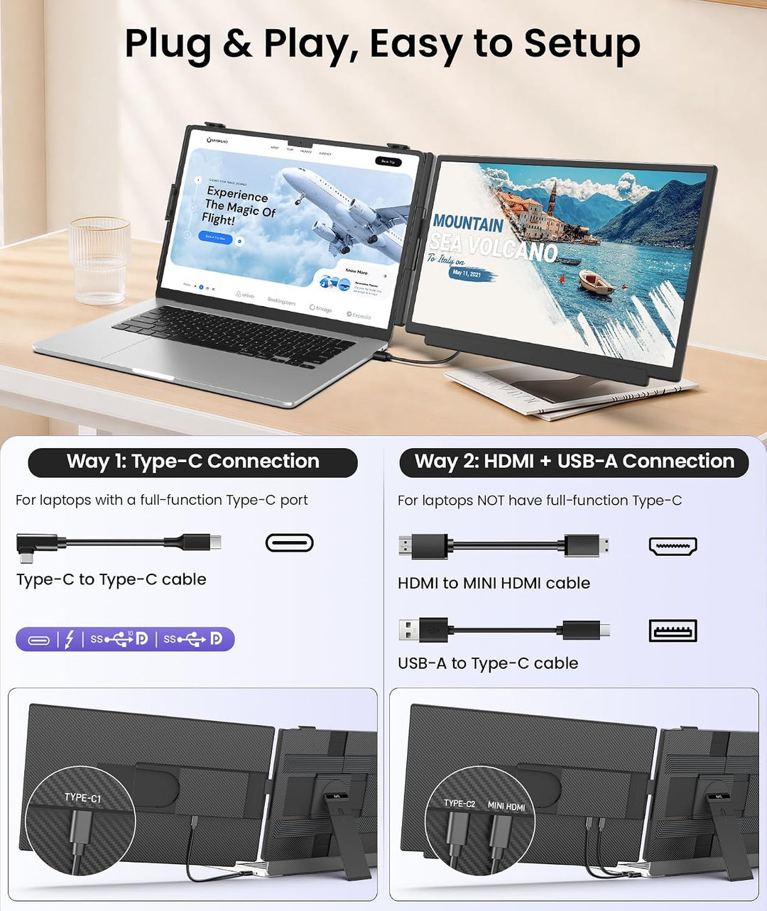 Orfibz Extensor de pantalla para laptop de 15.6 pulgadas, extensor...