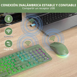 Vumilstek Teclado y mouse inalámbricos retroiluminados, máquina de...
