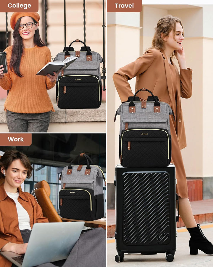 Mochila para laptop LOVEVOOK para mujer, Negro gris