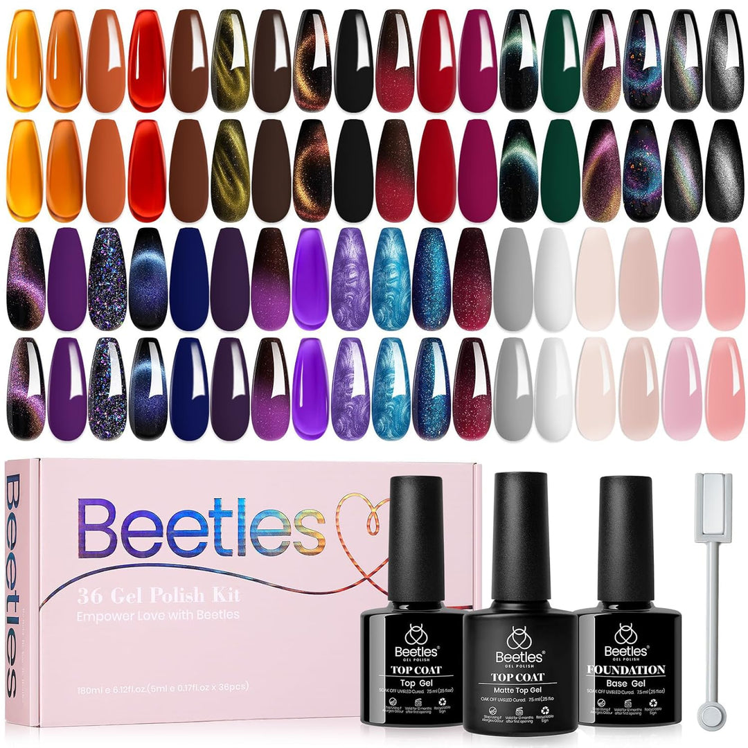 Beetles - Juego de 39 esmaltes de uñas de gel que cambian con purpu...