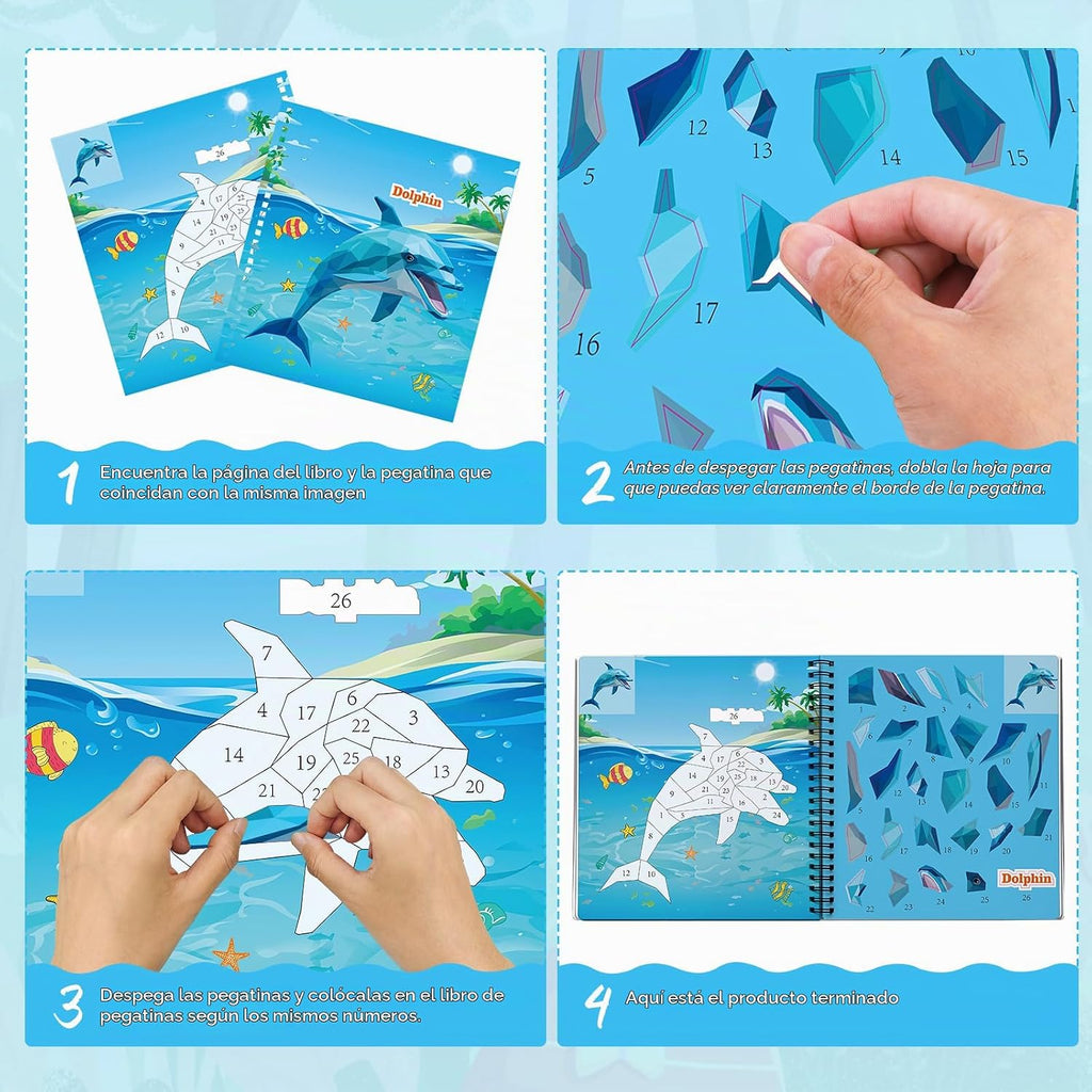 4Pcs Paint by Sticker Books para Kids 4-8, Travel Craft Activity