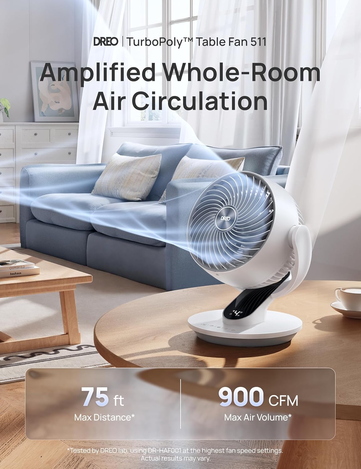 DREO Ventilador oscilante para dormitorio, ventiladores de mesa sil...