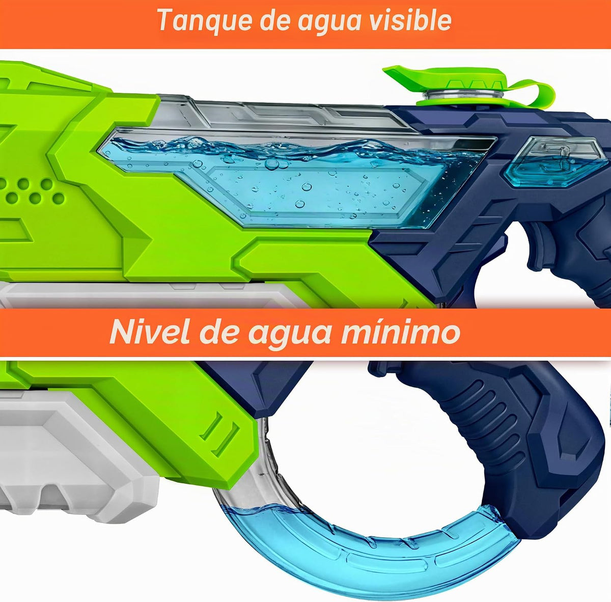 Paquete de 6 pistolas de agua para niños de largo alcance, 20.3 fl oz, colorido súper Blaster remojo con tanque de agua visible transparente, piscina, verano, playa, juguetes de lucha al aire