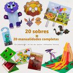Craftikit 20 manualidades galardonadas de dinosaurios para niños, manualidades divertidas de dinosaurios todo incluido para niños de 3 a 10 años - Kit de manualidades organizado para niños pequeños