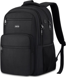 YAMTION Mochila negra para laptop para hombres y mujeres, mochila e...