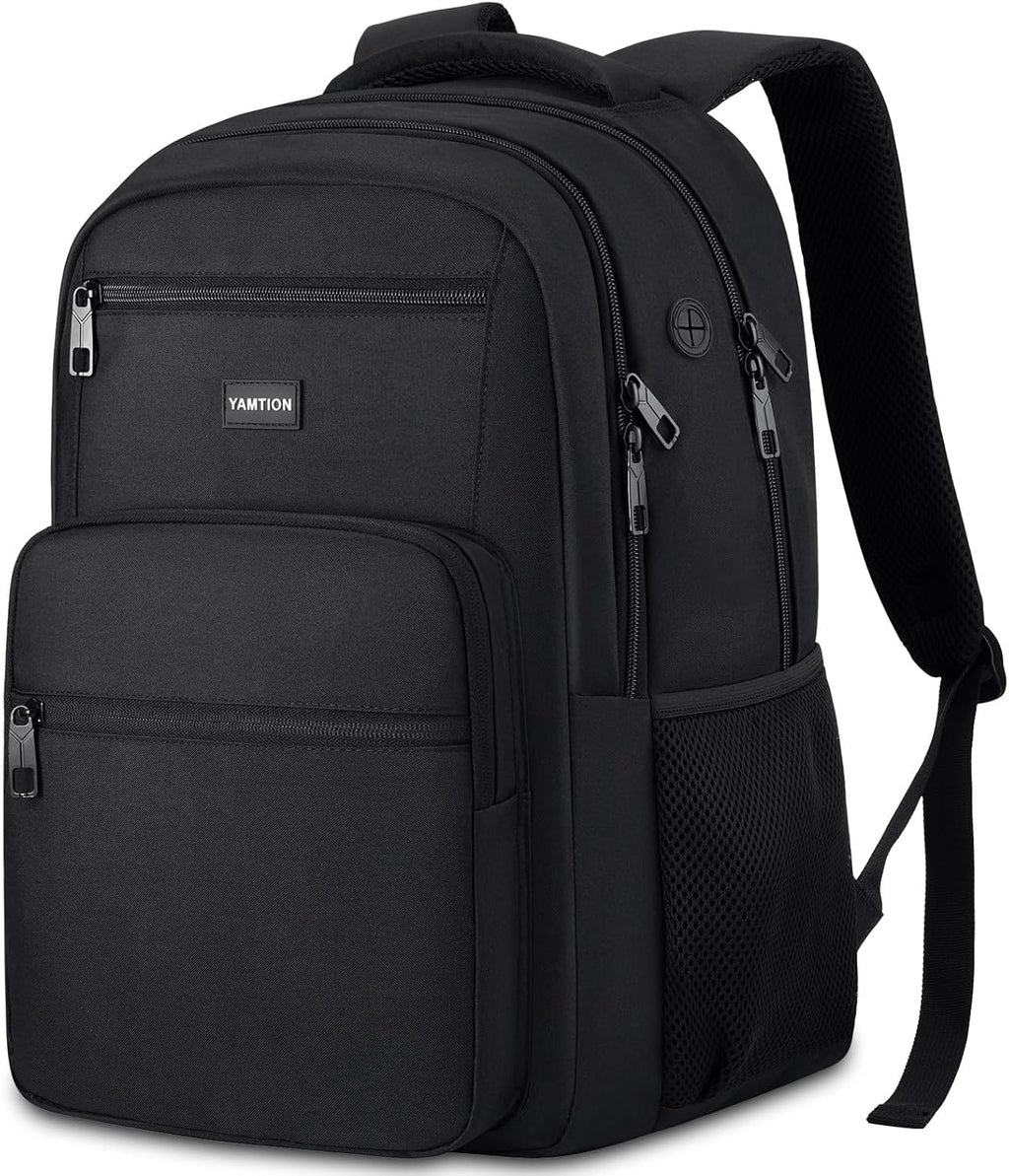 YAMTION - Mochila para laptop para hombres y mujeres, mochila negra, Negro, 15,6 pulgadas