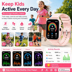 Reloj inteligente para niños de 5 a 12 años, juegos de funciones Ai con pantalla táctil HD, con cámara de video, reproductor de música, podómetro, ritmo cardíaco, rastreador de sueño, regalos de Navidad y cumpleaños para niñas (rosa, 1.85 pulgadas)