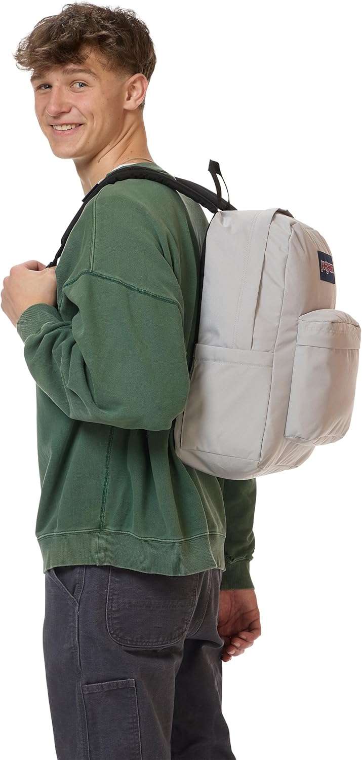 JanSport Mochila Superbreak Plus, Gris conectado a tierra, Tamaño ú...